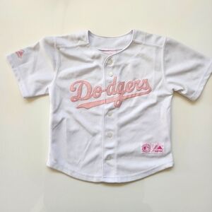 Girls LA Dodgers Baseball Jersey Majestic Brand Size 5/6